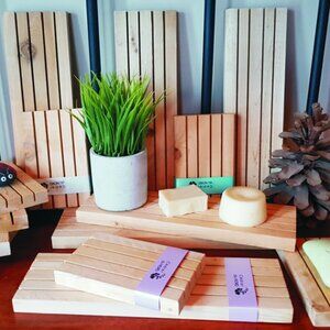 Lot of 22 Handmade Natural Cedar Wood Soap Tray Dish from Canada for resellers